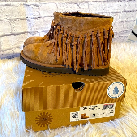 Ugg Wynona Fringe Chestnut Boots 